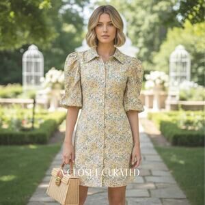 Birgitte Herskind Ami Floral Mini Dress Large Yellow NWT